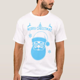 Blau und weiße Weihnachten frohe Weihnachten T-Shirt
