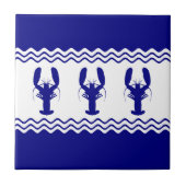 Blau-und weißeküstendekor-Hummer der Marine-3 Fliese (Vorderseite)