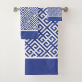 Blau und Weißgriechischer Schlüssel Badhandtuch Set (Insitu)