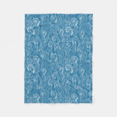 Blau- und Weißmeer-Wellen Fleecedecke (Vorderseite)