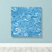 Blau- und Weißmeer-Wellen Leinwanddruck (Insitu (Holzboden))