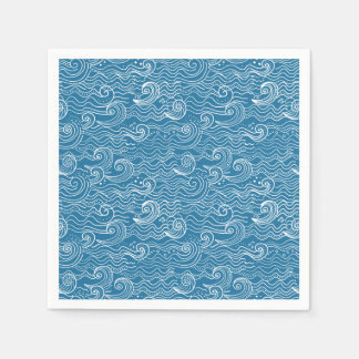 Blau- und Weißmeer-Wellen Serviette