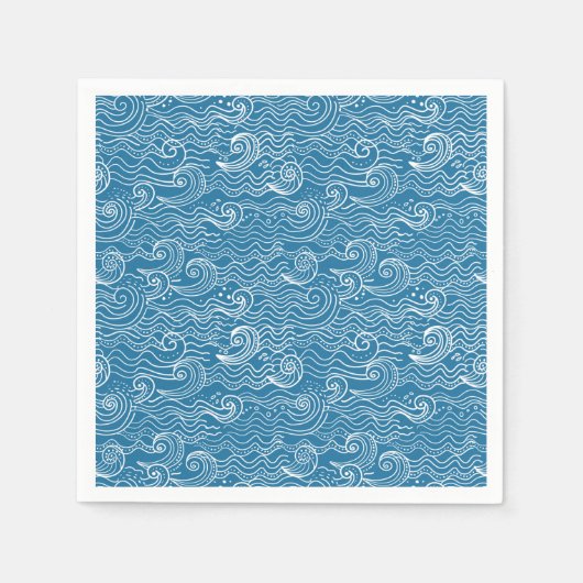 Blau- und Weißmeer-Wellen Serviette (Vorderseite)