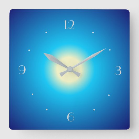 Blau und Zitrone Glow Print Design> Schlichte Uhre Quadratische Wanduhr (Vorderseite)