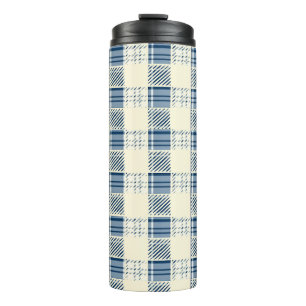 Blau und Zitrone Kariert Thermosbecher