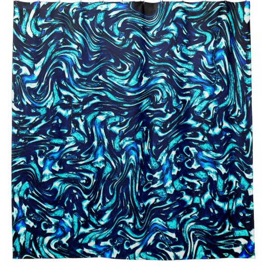 Blau- und Zykronenkurven Duschvorhang (Vorderseite)