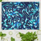 Blau- und Zykronenkurven Geschirrtuch (Gefaltet)