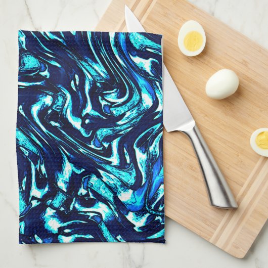 Blau- und Zykronenkurven Geschirrtuch (Viertel Falte)