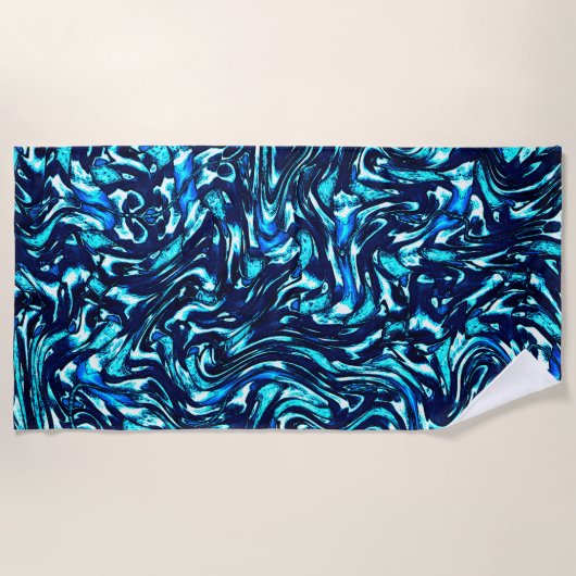 Blau- und Zykronenkurven Strandtuch (Vorderseite)