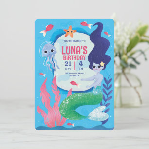 Blau unter dem Meer, Blaue Meerjungfrau zum Geburt Einladung
