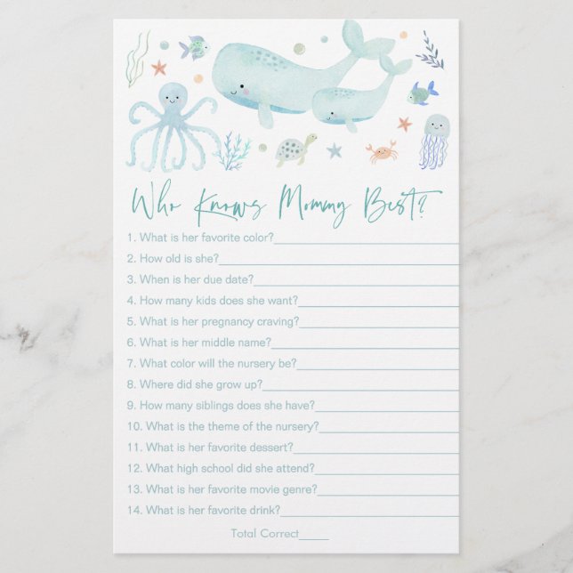 Blau unter dem Meer, der Mama das beste Spiel kenn (Vorderseite)