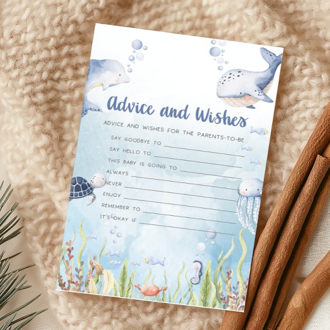 Blau unter dem Meer Dusche Rat und Wünsche Spiel (Under the Sea Baby Shower Game)
