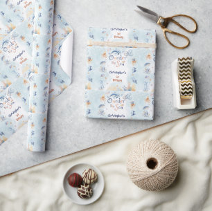 Blau Unter dem Meer Erstes Geburtstags-Aufkleber Geschenkpapier