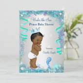 Blau unter dem Meer Prince Baby Dusche Ethnic Einladung (Stehend Vorderseite)