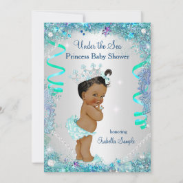 Blau unter dem Meer Princess Baby Dusche Ethnisch Einladung
