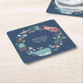 Blau unter dem Sea Baby Duwer Square Papiermauer Rechteckiger Pappuntersetzer (angewinkelt)