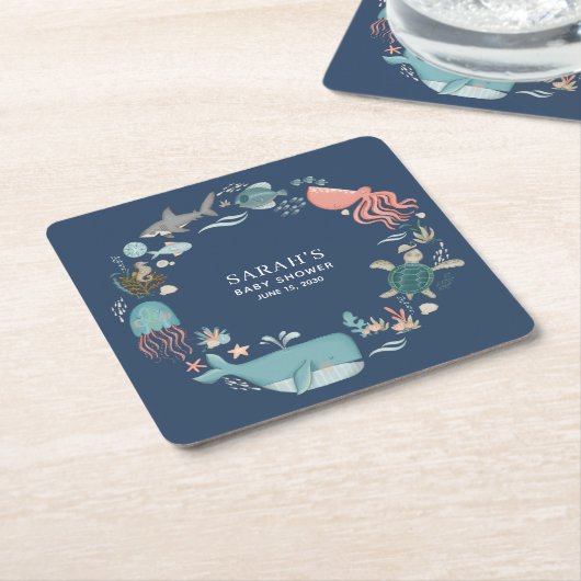 Blau unter dem Sea Baby Duwer Square Papiermauer Rechteckiger Pappuntersetzer (angewinkelt)