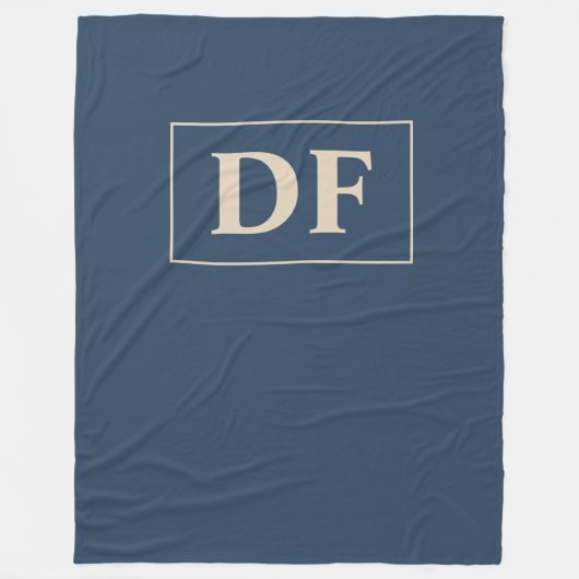 Blau/Vanilla Mit Monogramm Fleecedecke (Vorderseite)