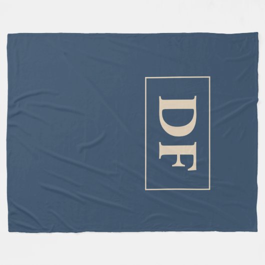 Blau/Vanilla Mit Monogramm Fleecedecke (Vorderseite (Horizontal))