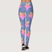 Blau verblaßt Gurken-Blumen-Leggings Leggings (Rückseite)