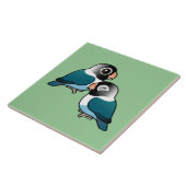 Blau verdeckte Lovebird-entzückende Paare Fliese (Seite)