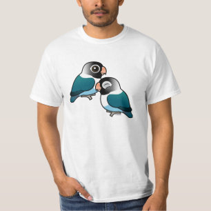 Blau verdeckte Lovebird-entzückende Paare T-Shirt