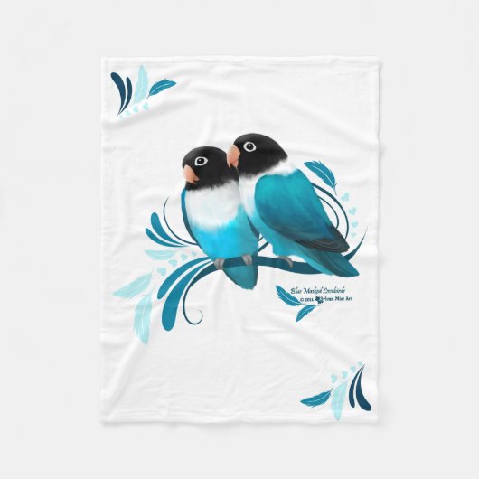 Blau verdeckte Lovebirds-Decke Fleecedecke (Vorderseite)