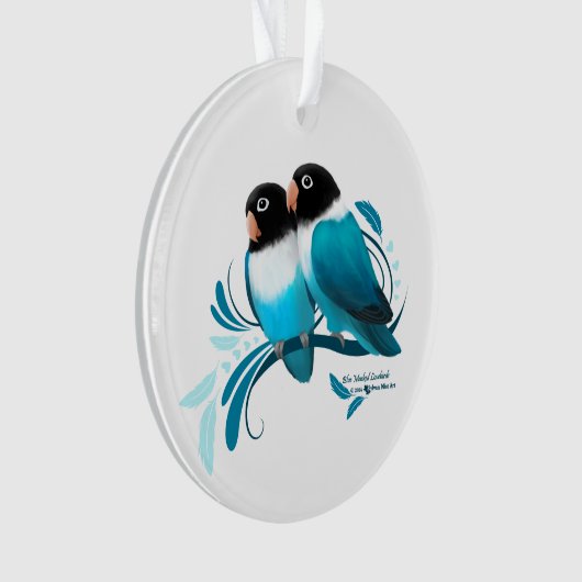 Blau verdeckte Lovebirds Ornament (Vorderseite)