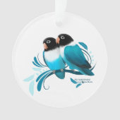 Blau verdeckte Lovebirds Ornament (Vorderseite)