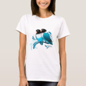 Blau verdeckte Lovebirds T-Shirt (Vorderseite)