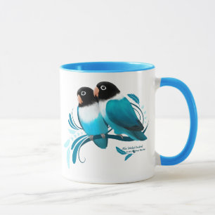 Blau verdeckte Lovebirds Tasse