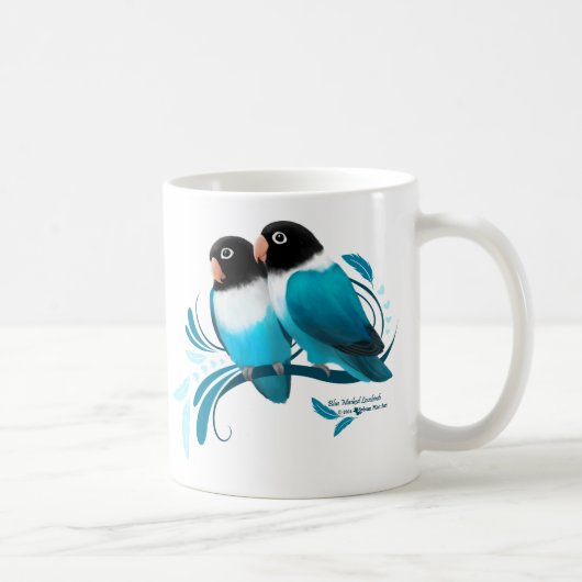 Blau verdeckte Lovebirds Tasse (Rechts)