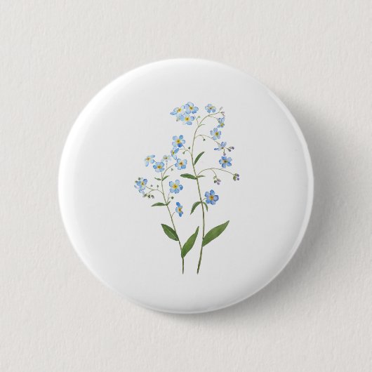 blau vergessen mich nicht Blume 2021 Aquarell Button (Vorderseite)
