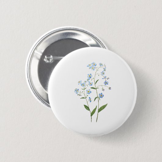 blau vergessen mich nicht Blume 2021 Aquarell Button (Vorne & Hinten)
