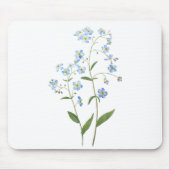 blau vergessen mich nicht Blume 2021 Aquarell Mousepad (Vorne)
