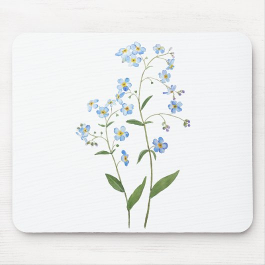 blau vergessen mich nicht Blume 2021 Aquarell Mousepad (Vorne)