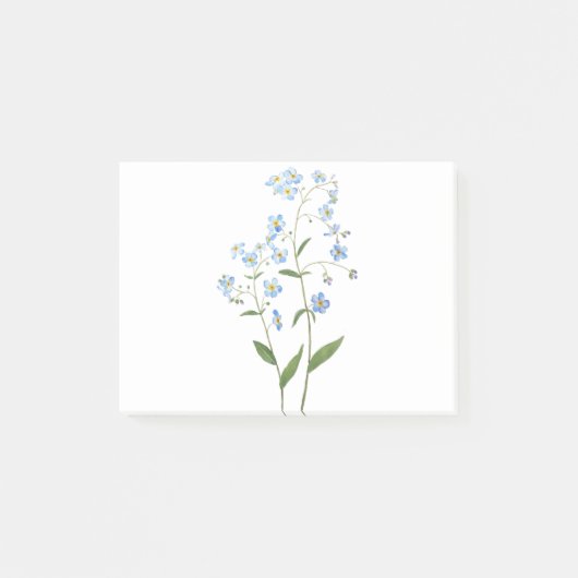 blau vergessen mich nicht Blume 2021 Aquarell Post-it Klebezettel (Vorderseite)