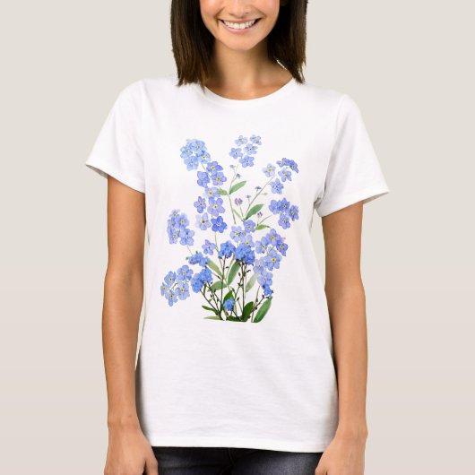 Blau vergessen Sie mich nicht 2024 Aquarell T-Shirt (Vorderseite)