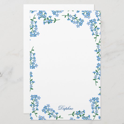 Blau Vergiss mich nicht Frame Briefpapier (Vorne/Hinten)