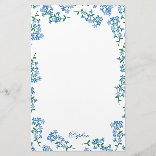 Blau Vergiss mich nicht Frame Briefpapier (Vorderseite)
