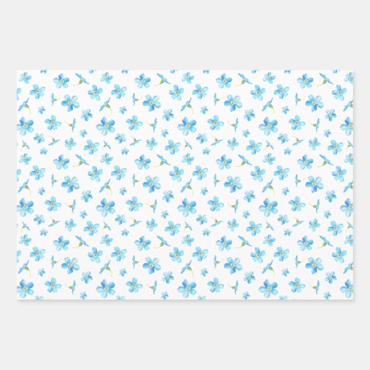 Blau Vergiss mich nicht nahtlos Muster Geschenkpapier Set (Vorderseite 3)