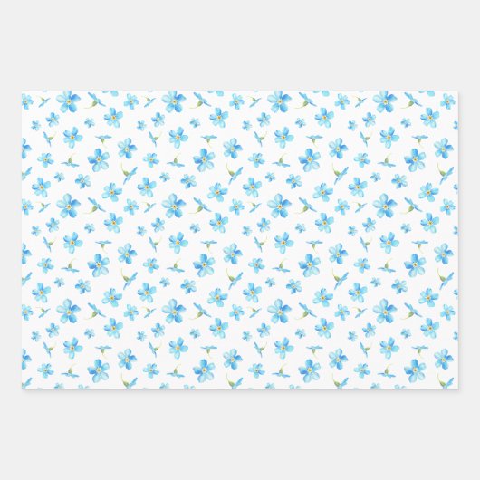 Blau Vergiss mich nicht nahtlos Muster Geschenkpapier Set (Vorderseite 2)