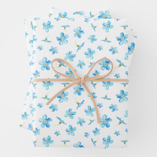 Blau Vergiss mich nicht nahtlos Muster Geschenkpapier Set (Beispiel)