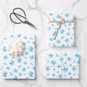Blau Vergiss mich nicht nahtlos Muster Geschenkpapier Set
