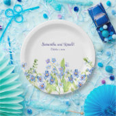 Blau Vergiss mich nicht Wasserfarbenhochzeit Pappteller (Party)