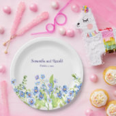 Blau Vergiss mich nicht Wasserfarbenhochzeit Pappteller (Party)