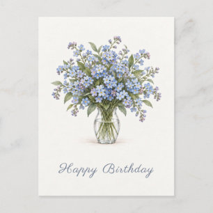 Blau Vergissmeinnicht Geburtstag Postkarte
