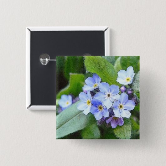Blau vergisst mich nicht Blumen Button (Vorne & Hinten)