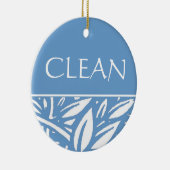 Blau verlässt sauberen schmutzigen keramikornament (Rechts)