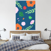 Blau Verschiedene Blume Moderne Illustration Flora Leinwanddruck (Insitu (Schlafzimmer))